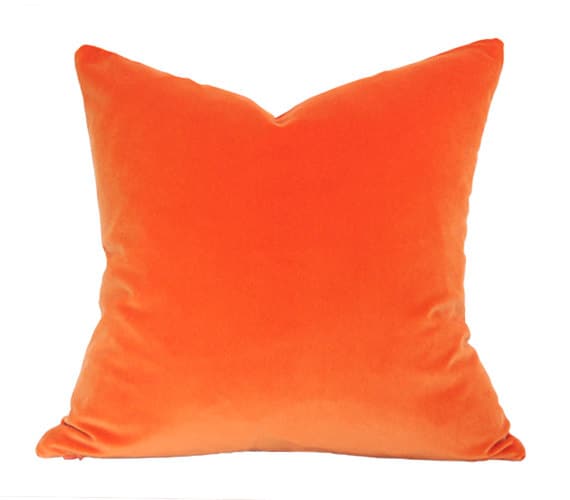 Orange Velvet Designer Pillow Cover Custom Made-to-Order