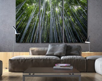 Bamboo Trees on Canvas in Rain Forest, Large Canvas art, Rain Forest Photo, Large Wall art, Canvas Poster, Tree Painting, Trees in Forest