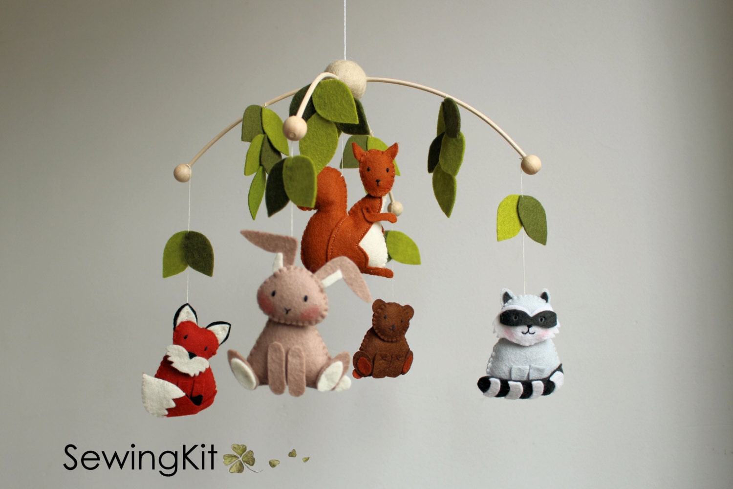 baby mobile woodland mobile forest animal mobile wool felt