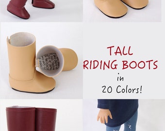 Fits like American Girl Doll Boots, AG Doll Boots, 18 inch Doll, MODERN Tall Riding Boots, CUSTOM in 20 Colors, Made to Order