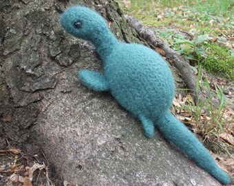 Loch Ness monster plush toy, Nessie stuffed animal, hand knit and felted Nessie toy, Nessie doll, Loch Ness toy, Cryptid toy, made to order