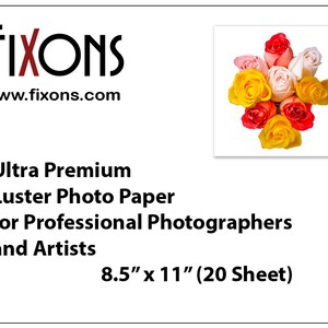 Ultra premium inkjet luster photo paper for professional photographers and artists for Epson printers 8.5 in x 11 in (20 Sheet)