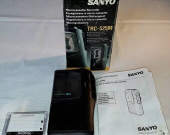 Sanyo TRC-525M Talk Book Microcassette Voice Recorder Handheld Dictaphone Black