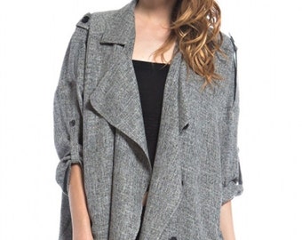 Shirt-Jacket in Light Gray Tweed