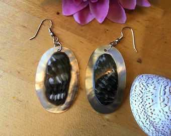 Black and White Shell Earrings