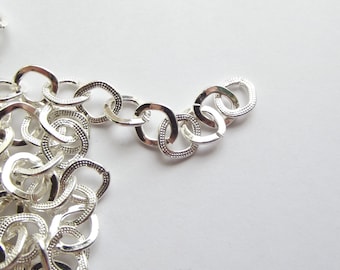 Silver plated textured link chain