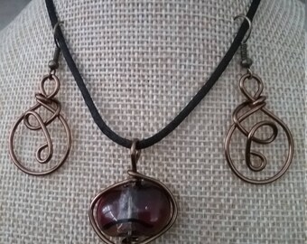 Fused Glass Necklace and Earring Set