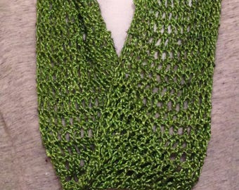 Leaf Green Silk/Wool Infinity Scarf