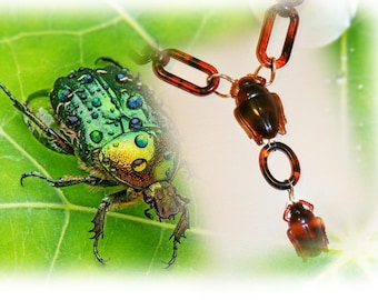 beetle necklace, necklace tortoiseshell, Egyptian scarab - BEETLE family