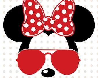 Minnie Mouse svg sunglasses, Layered Disney Minnie Mouse sunglasses cricut silhouette svg file instant download minnie mouse head svg file