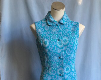 1960's Sleeveless Retro Print Dress