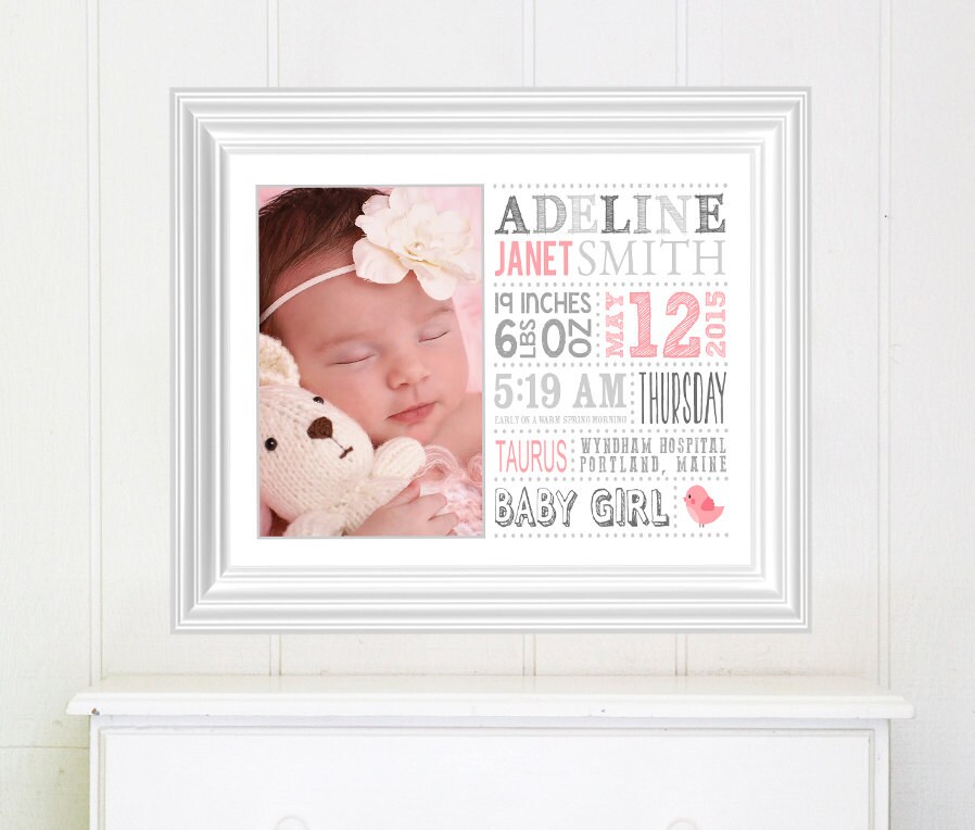 Unique baby gift Custom baby gift Nursery Art Birth