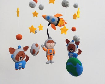 Baby Mobile Nursery Mobile Space Crib Mobile Boy Cot Mobile Felt Baby Mobile Planets, Galaxy Mobile Spaceship, Rocket Mobile