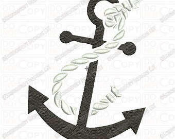 Anchor with Rope Embroidery Design in 2x2 3x3 4x4 and 5x7 Sizes