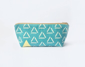 Triangle Pencil Case, Retro Makeup Bag, Geometric Pencil Case, Back to School Supplies, Teacher's Gift, Bridesmaid's Gift, Gift for Her