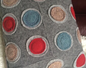Wool felted circle pillow