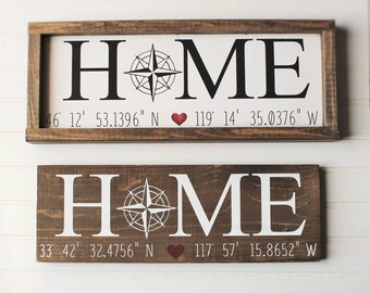 coordinate sign - gps sign - first home sign - personalized wood sign - gps coordinates gift - coordinate gift - first home gift - new home