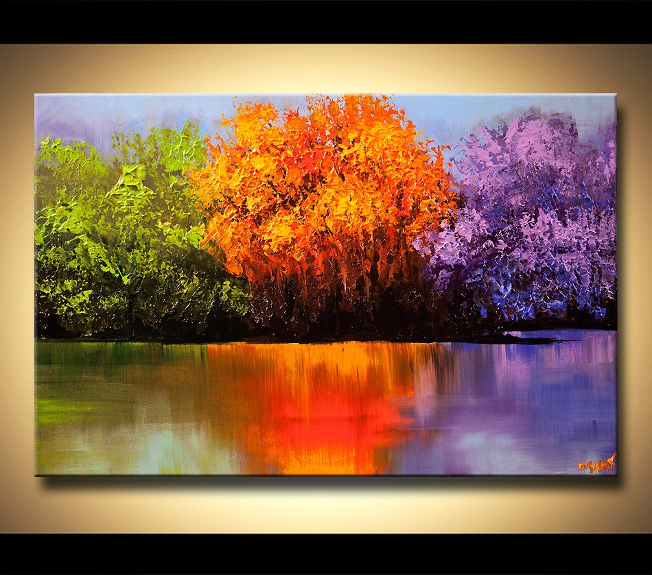 50 Colorful Landscape Trees Canvas Print Ready To Hang