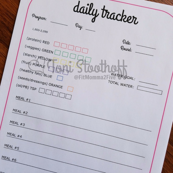 21 Day Fix Portion Fix Container Daily Tracking Sheet