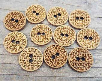 Knitting Buttons (5/8", 3/4", 1.25", 1.5", 2") Bamboo Wood Knit Button
