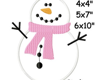 Christmas Snowman Machine Embroidery Applique Digital Pattern 4x4 5x7 6x10 INSTANT DOWNLOAD