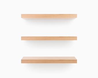White Oak, Cut-to-Length Floating Shelves (finished wood + Patented HD bracket system = ready to hang kit)