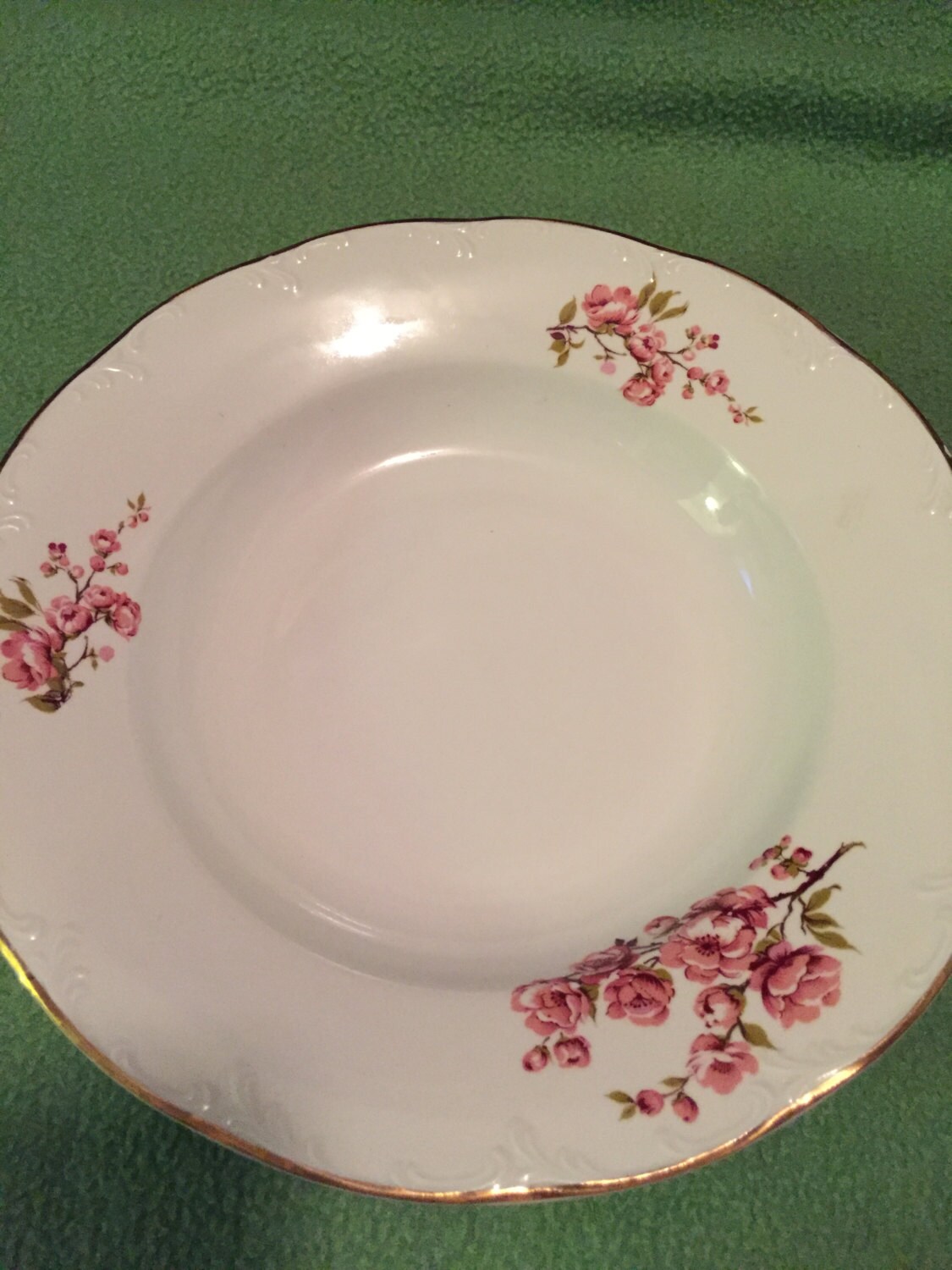 Vintage Arpo  Made in Romania Cherry Blossom Porcelain  Gold