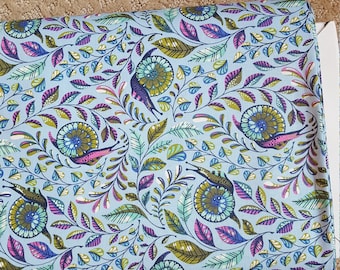 Tula Pink Pit Crew in Blue Raspberry Snails Slow and Steady Freespirit Fabrics