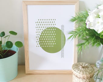 Affiche, illustration, vert, décoration maison, poster graphique, affiche scandinave, moderne, affiche design, cadeaux pour femmes