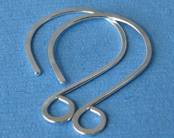 Hammered Earwires, Sterling Silver Handmade Earring Components, Swinger Hoops, 2 pair