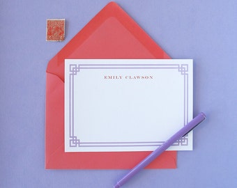 Fretwork Border Personalized Stationery - set of 15