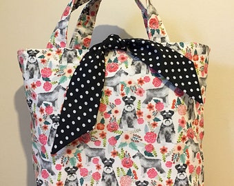 Miniature schnauzer dog print handbag