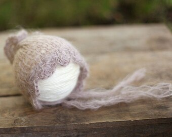 Newborn hat, Mohair hat, Baby girl bonnet