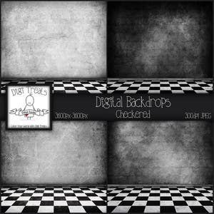 4 Digital Backdrops, Checkered Grunge. Photography Backdrop, Scrapbook papers 3600px-3600px JPEG ***Instant Download***