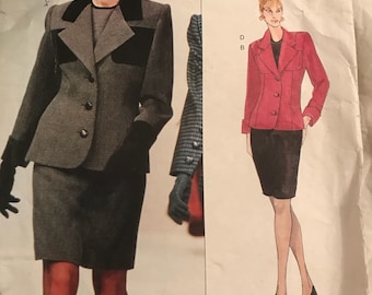 1990s vintage vogue pattern Givenchy Jacket Top and Skirt Power Suit size 14 - 16 - 18