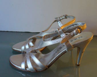 Vintage Jaime Mascaro Metallic Silver Heels Size 37 EU