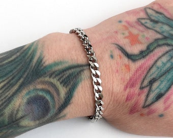 Stainless steel chain bracelet, 5mm curb chain, women's steel bracelet, men's steel bracelet