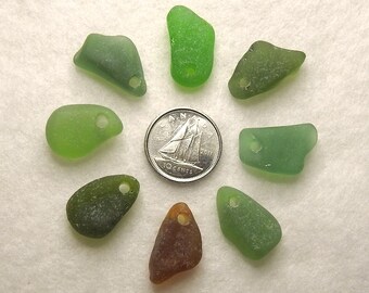 Sea Glass Charms, Top Drilled, Sea Glass Beads, for Jewelry Making, Drilled Beach Glass, Beach Glass Charms