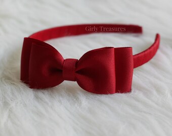 Cranberry Bow Headband. Girls Bow Headband. Bow on Plastic Headband. School Headband. Preppy Headband. Bow Headband. Toddler Headband.