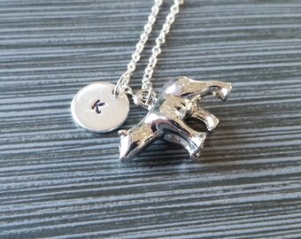 Silver Polar Bear Necklace - 3D Bear Charm Necklace - Personalized Necklace - Custom Gift - Initial Necklace - Polar Bear Jewelry