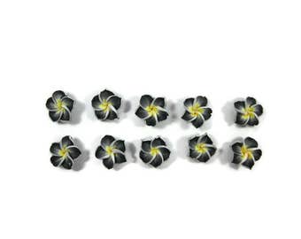 12 mm Polymer Clay Plumeria Flowers Set of 10 (MP14)