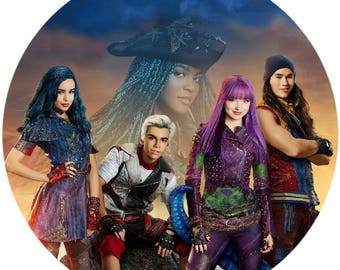 Disney Descendants 2 Round Edible Cake Image Topper Frosting Icing Sheet