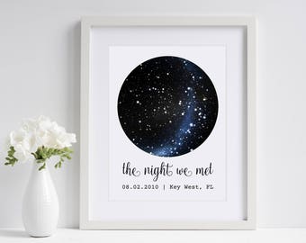 The Night We Met | Custom Sky Map | Personalized Star Map | First Anniversary Gift | Star Print | Paper Anniversary Gift for Husband Wife