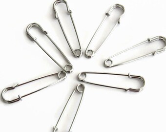 Safety Pins, 3 pcs Large Silver Kilt Pins, Silver Plated Steel, Large Safety Pins, Silver Safety Pin Brooch F 20 019