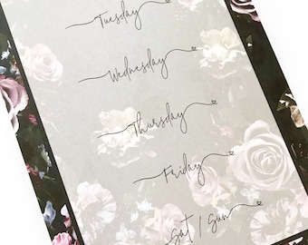 Midnight Floral Weekly Overview Notepad