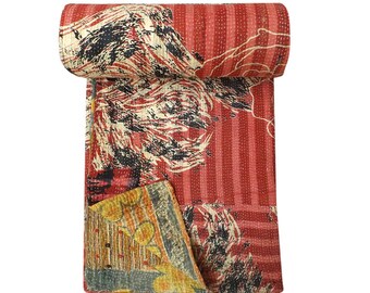 Vintage Tanseem Kantha Quilt,Vintage recycle Kantha Quilt, bohemian Throw,kantha Blanket