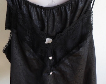 Vintage Camisole and Tap Pants Set Petra Fashion 1X Plus Size Gray Satin Pajamas