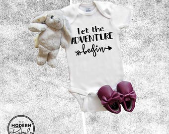 Baby Onesie®, Pregnancy Announcement Onesie®, Let the adventure begin, IVF Onesie®, Baby Shower Gift, Baby Boy, Baby Girl, Newborn Onesie®
