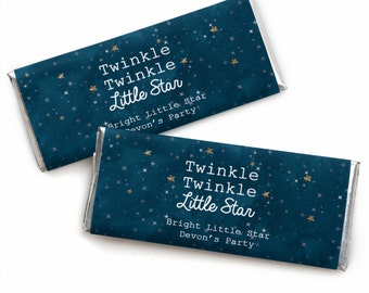 24 Twinkle Twinkle Little Star - Custom Candy Bar Wrappers - Personalized Baby Shower and 1st Birthday Party Favors