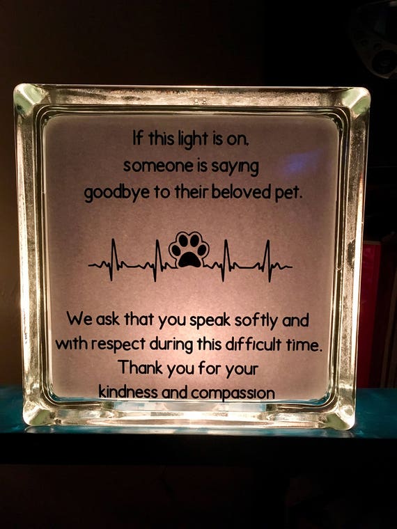 Glass Block Vet Clinic Pet Memorial Light Euthanasia